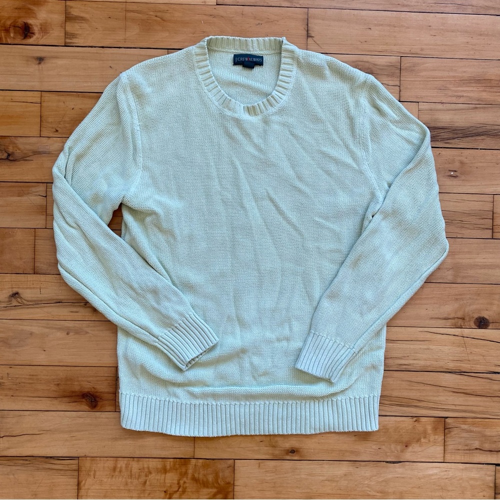 🍵 EUC J. Crew Subtle Mint Green Crewneck Cotton Sweater - Size Medium